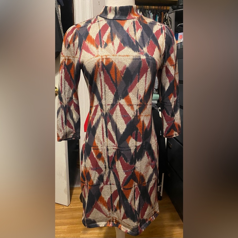 Pre-Owned Women’s Size L ESTAM Abstract Patterned Fitted Stylish Mini Dress